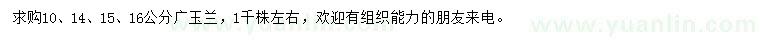 求购10、14、15、16公分广玉兰