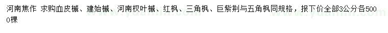 求购血皮槭、建始槭、河南杈叶槭等