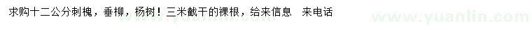 求购刺槐、垂柳、杨树