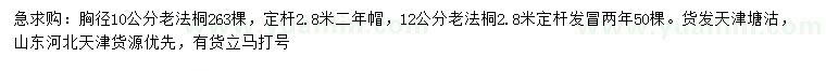 求购胸径10、12公分老法桐