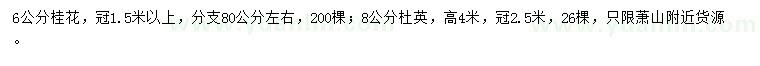 求购6公分桂花、8公分杜英