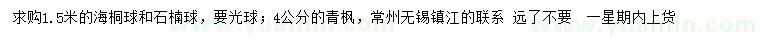 求购海桐球、石楠球、青枫