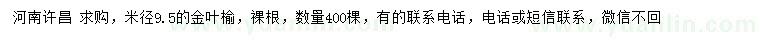 求购米径9.5公分金叶榆