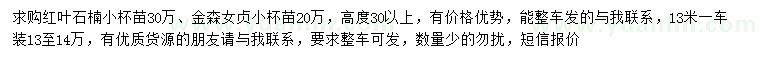 求购高30公分以上红叶石楠、金森女贞