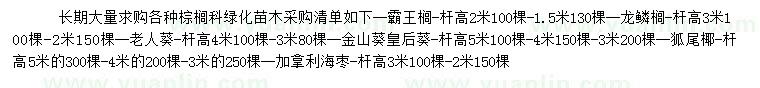 求购霸王榈、龙鳞榈、老人葵等