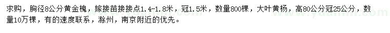 求购胸径8公分黄金槐、高80公分大叶黄杨