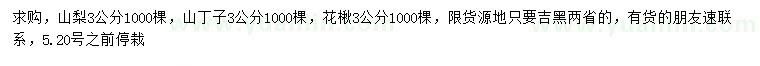 求购山梨、山丁子、花楸