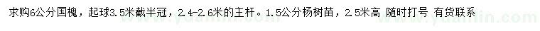 求购6公分国槐、1.5公分杨树苗