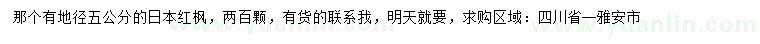 求购地径5公分日本红枫