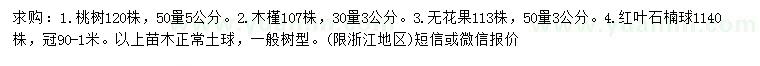 求购桃树、木槿、无花果等