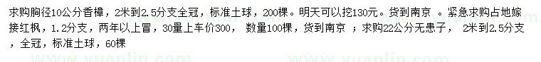 求购香樟、嫁接红枫、无患子