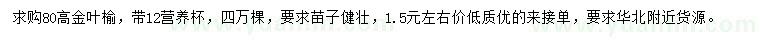 求购高80公分金叶榆