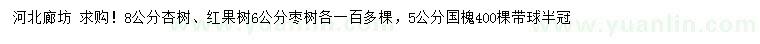 求购杏树、红果树、枣树等