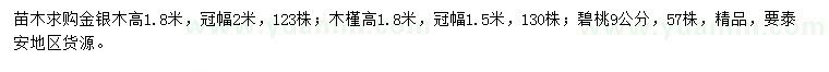 求购金银木、木槿、碧桃