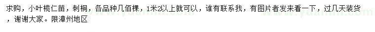 求购1.2米以上小叶榄仁苗、刺桐