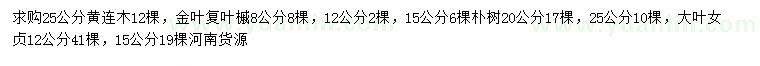 求购黄连木、金叶复叶槭、朴树等