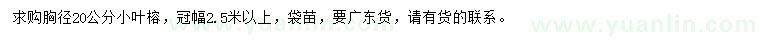 求购胸径20公分小叶榕