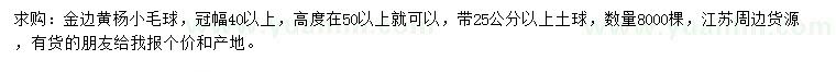 求购冠幅40公分以上金边黄杨小毛球