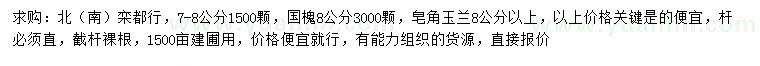 求购北栾、南栾、国槐等