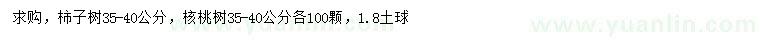 求购35-40公分柿子树、核桃树