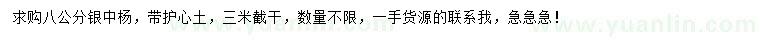 求购8公分银中杨