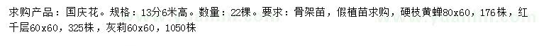 求购国庆花、黄蝉、红千层