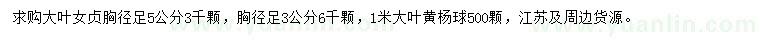 求购胸径足3、5公分大叶女贞、1米大叶黄杨球