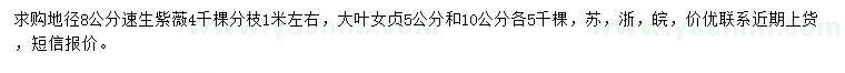 求购地径8公分速生紫薇、5、10公分大叶女贞