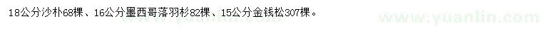 求购沙朴、墨西哥落羽杉、金钱松