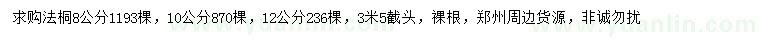 求购8、10、12公分法桐