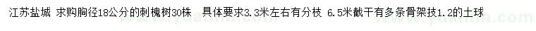 求购胸径18公分刺槐树