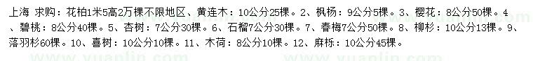 求购花柏、黄连木、枫杨等