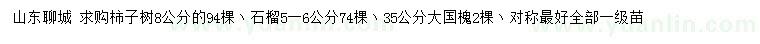 求购柿子树、石榴、大国槐