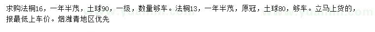 求购13、16公分法桐