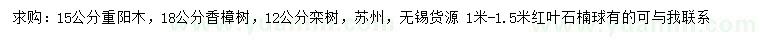 求购重阳木、香樟树、栾树等