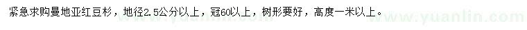 求购地径2.5公分以上曼地亚红豆杉