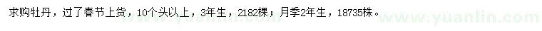 求购3年生牡丹、2年生月季