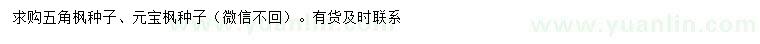 求购五角枫种子、元宝枫种子