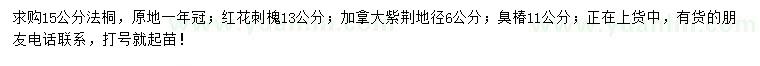 求购法桐、红花刺槐、加拿大紫荆等