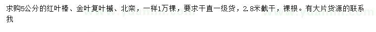 求购红叶椿、金叶复叶槭、北栾