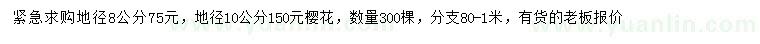 求购地径8、10公分樱花