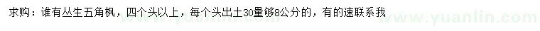 求购30公分量够8公分丛生五角枫