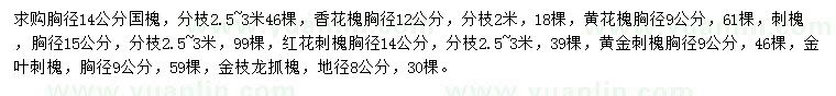 求购国槐、黄花槐、刺槐等