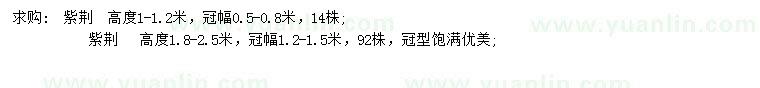 求购高1-1.2、1.8-2.5米紫荆