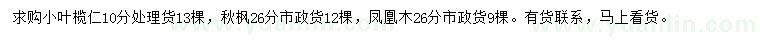 求购小叶榄仁、秋枫、凤凰木