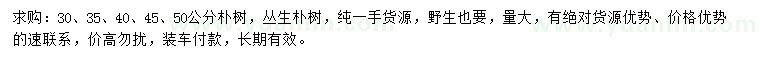 求购30、35、40、45、50公分朴树