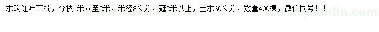 求购米径8公分红叶石楠