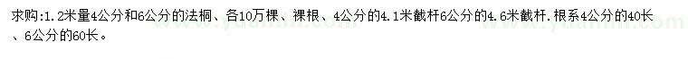 求购1.2米量4、6公分法桐