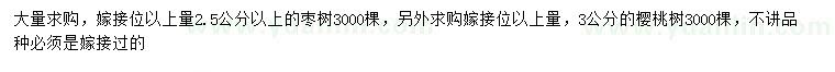 求购2.5公分以上枣树、3公分樱桃