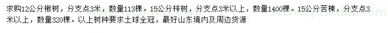 求购楸树、梓树、苦楝